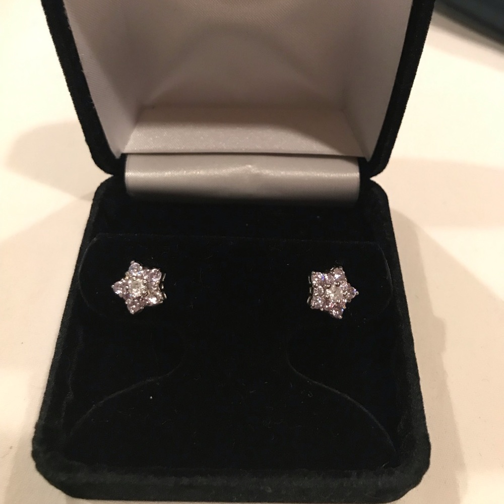 Sterling silver crystal cluster star earrings